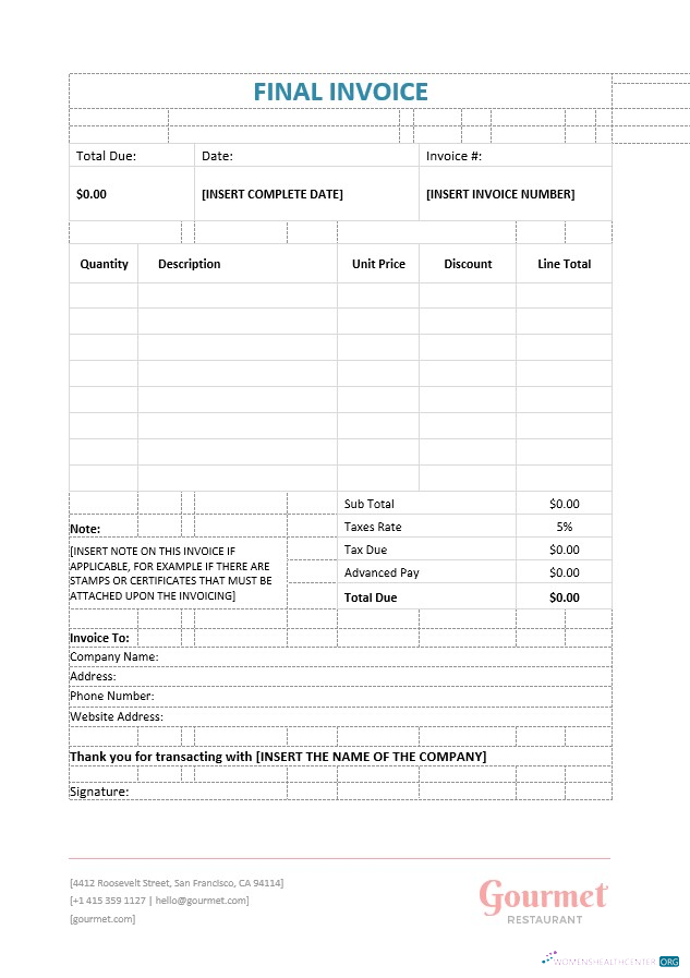 Download Final Invoice Template Photoshop template